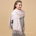 Fashional invierno dama color sólido sólido personalizado 100% bufanda de cachemira